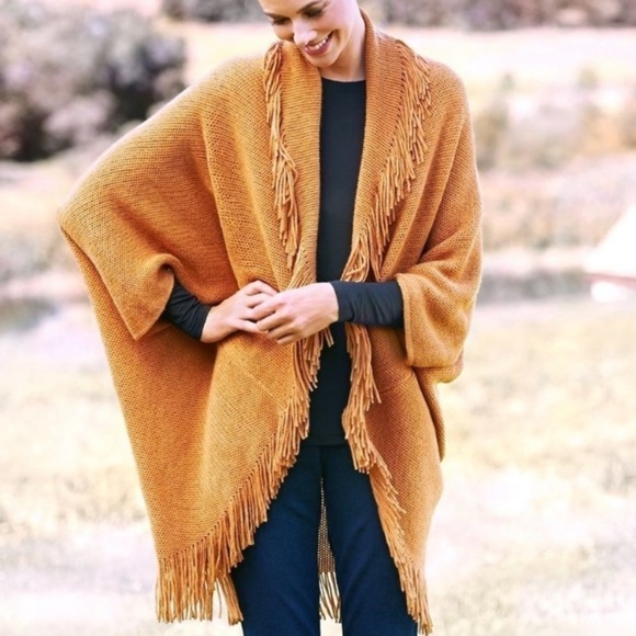 Marvelush Layers by Lizden Fringe Shrug One Size brown - Picture 1 of 5